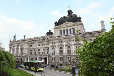 Photo of LVIV, UKRAINE - MAY, 04, 2022: Theatre of Opera and Ballet on city street