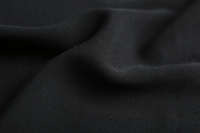 Texture of beautiful black fabric as background, closeup