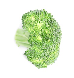 Photo of Fresh green broccoli on white background. Organic food