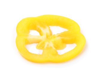 Slice of yellow bell pepper isolated on white