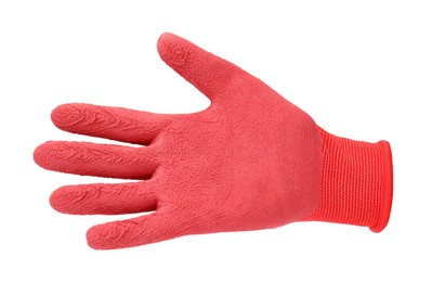 Image of One red gardening glove isolated on white