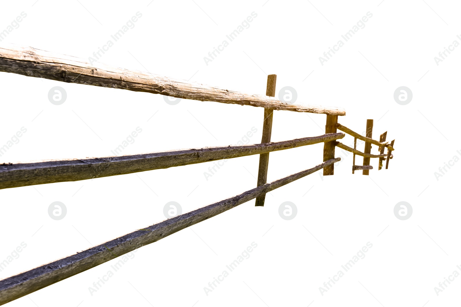 Image of Wooden fence made of old timber isolated on white