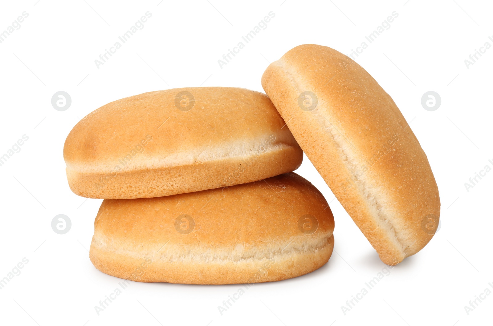 Photo of Three fresh burger buns isolated on white