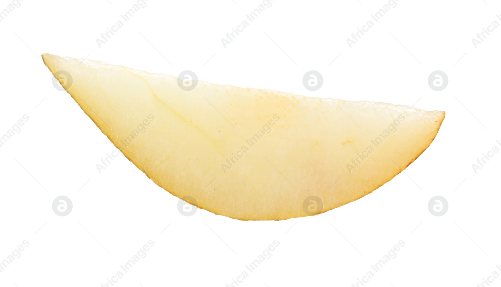 Photo of Slice of fresh pear on white background