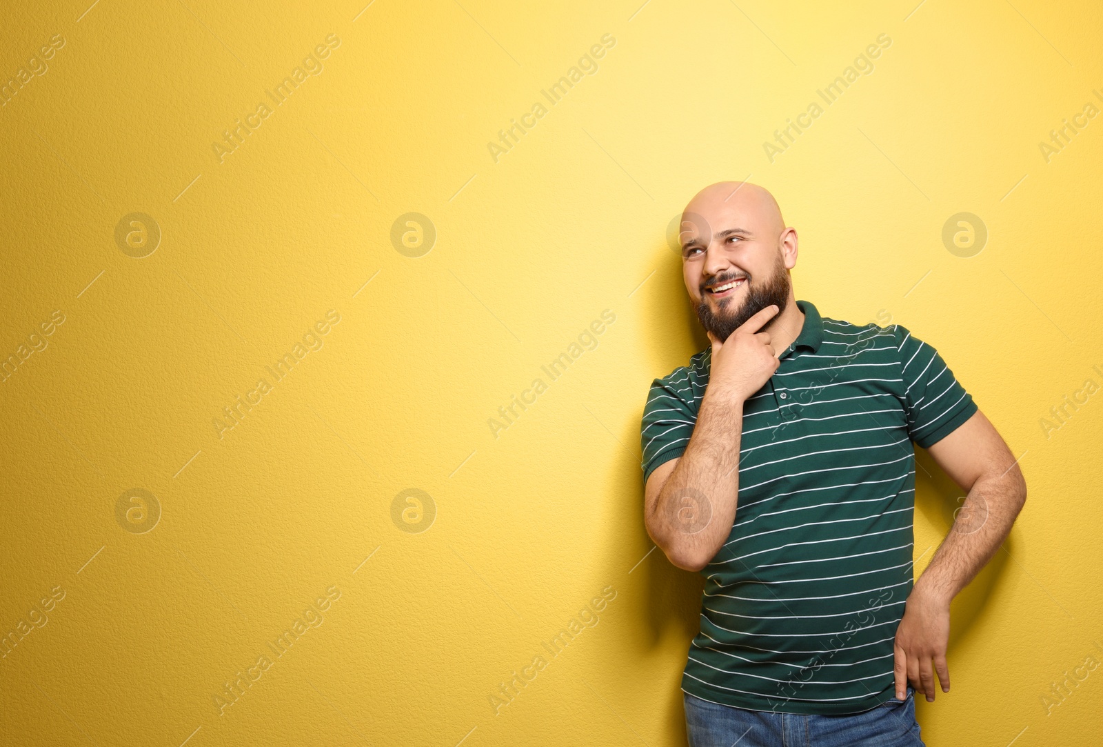 Photo of Portrait of young man on color background