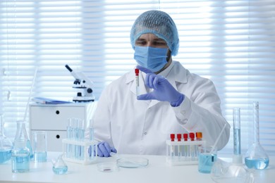 Scientist working with sample in laboratory. Medical research