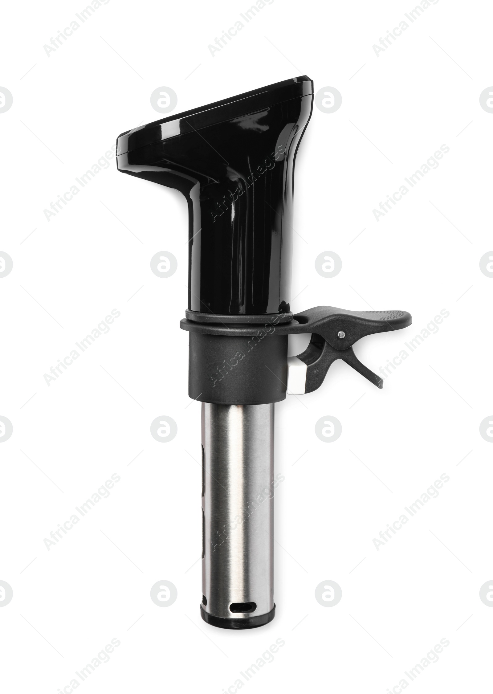 Photo of Thermal immersion circulator isolated on white, top view. Sous vide cooker