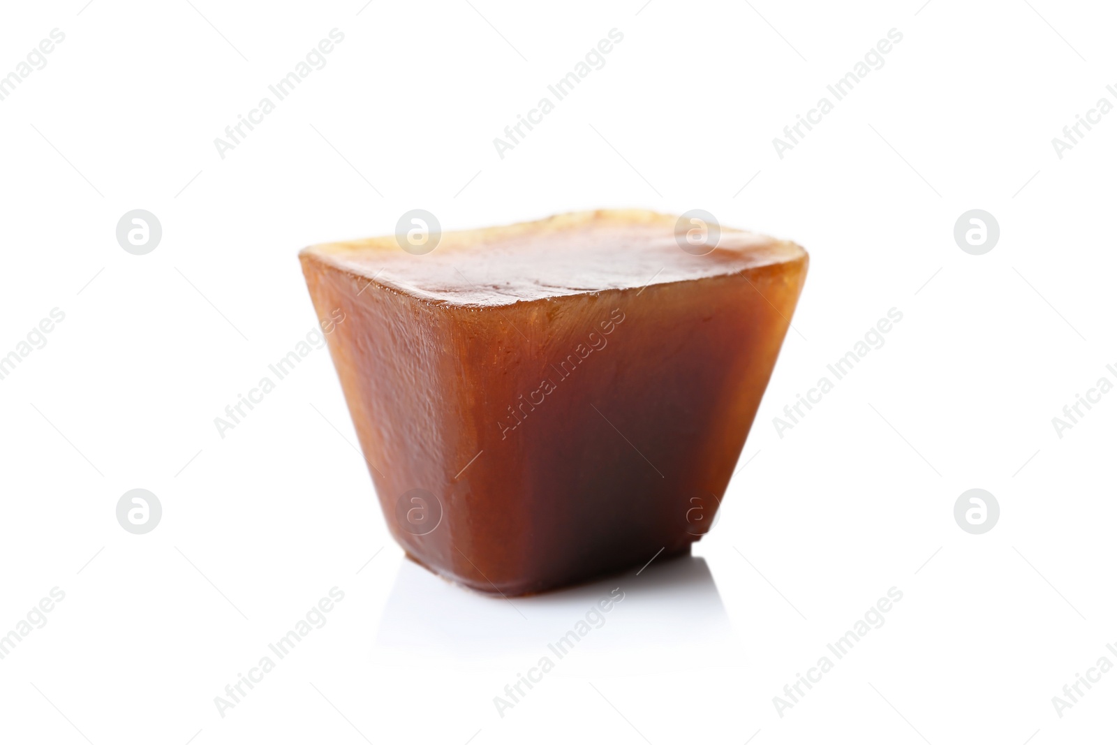 Photo of Ice cube made with coffee on white background