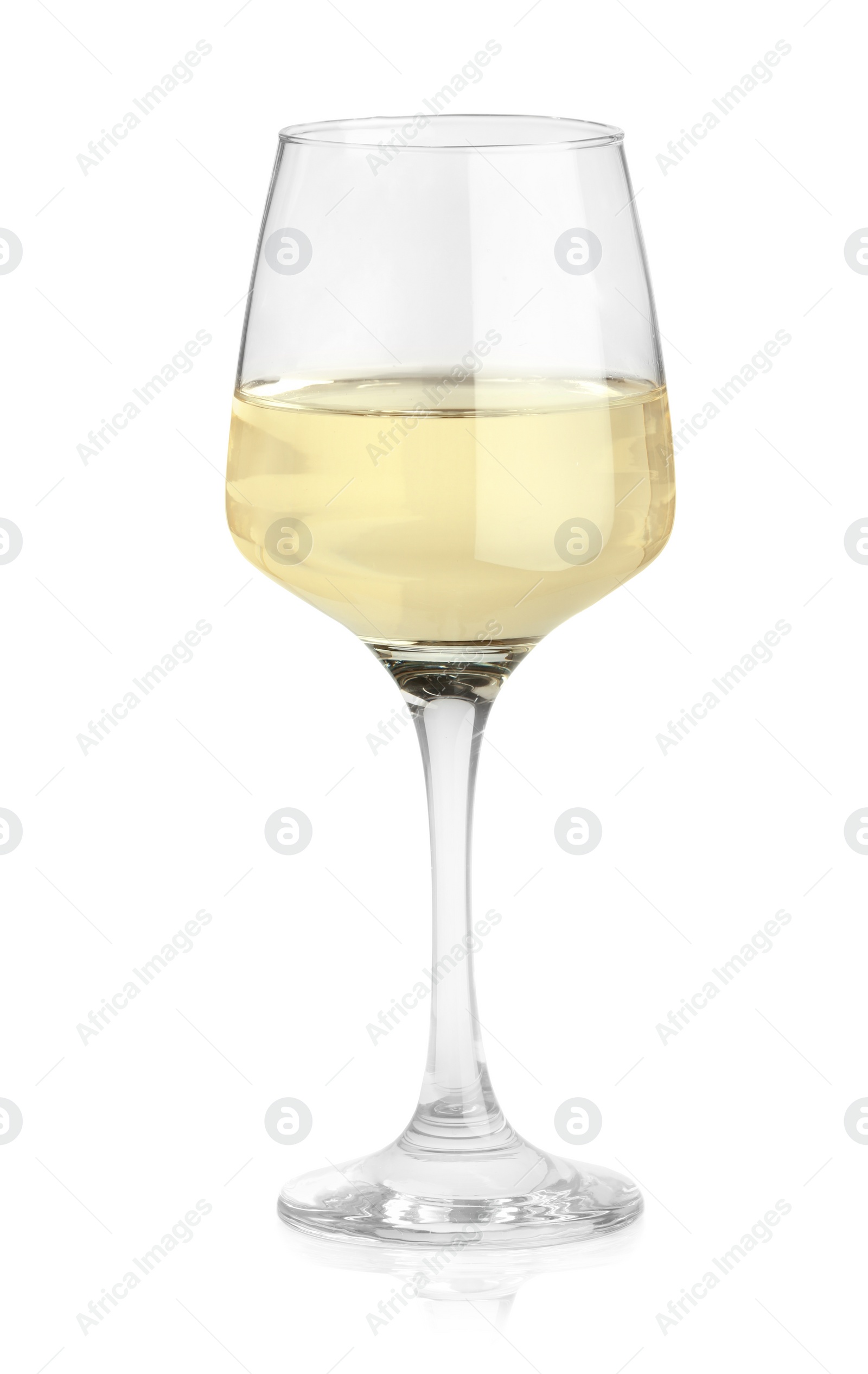 Photo of Tasty wine in glass isolated on white