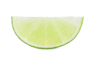 Photo of Citrus fruit. Slice of fresh lime isolated on white