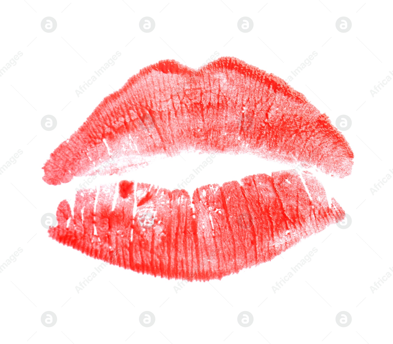 Photo of Lipstick kiss mark, isolated on white