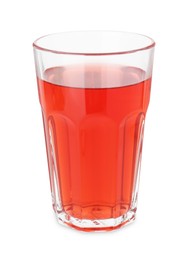 Photo of Refreshing pomegranate juice in glass isolated on white
