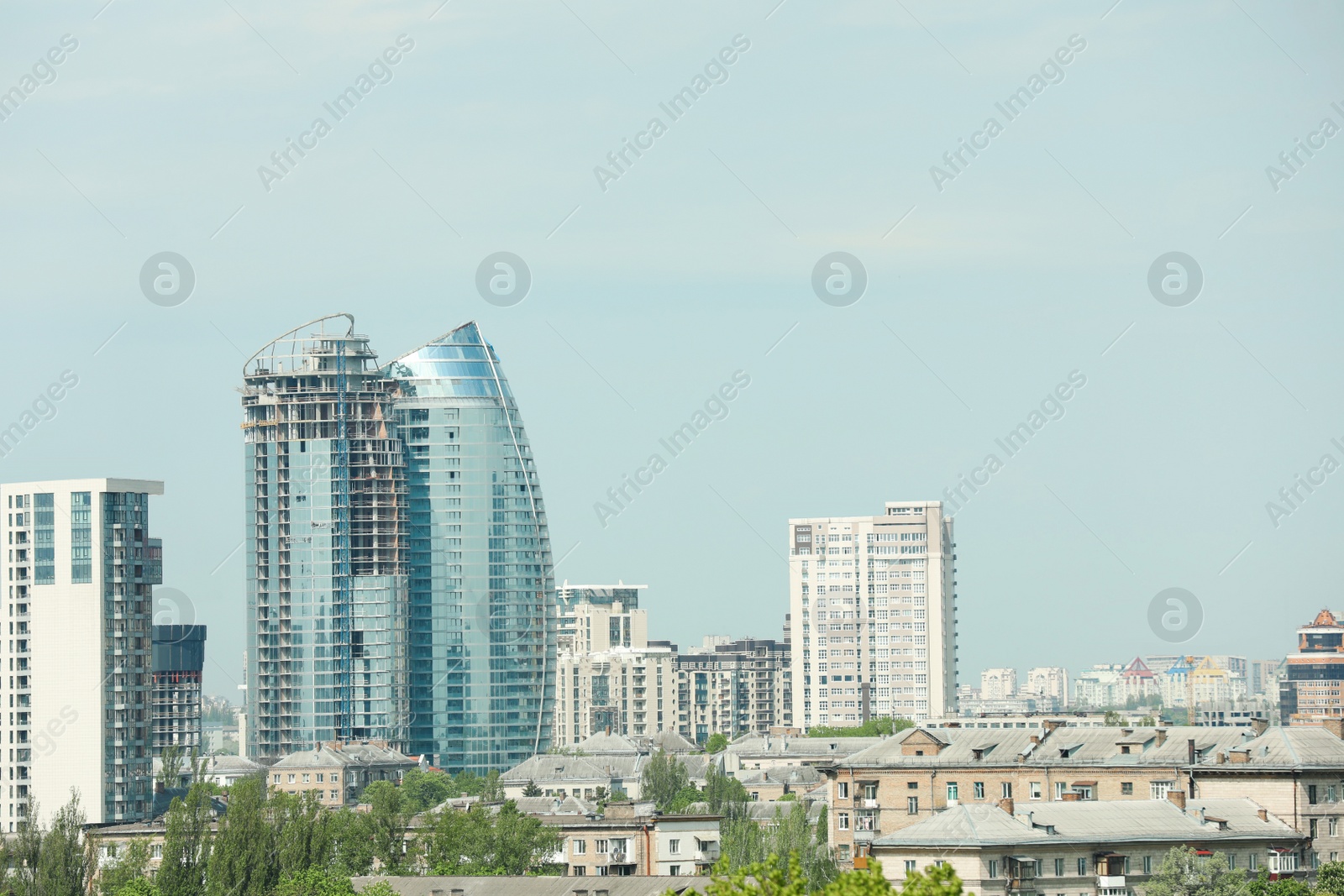 Photo of Beautiful view of cityscape with modern buildings. Urban architecture