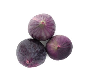 Photo of Whole ripe figs isolated on white, top view