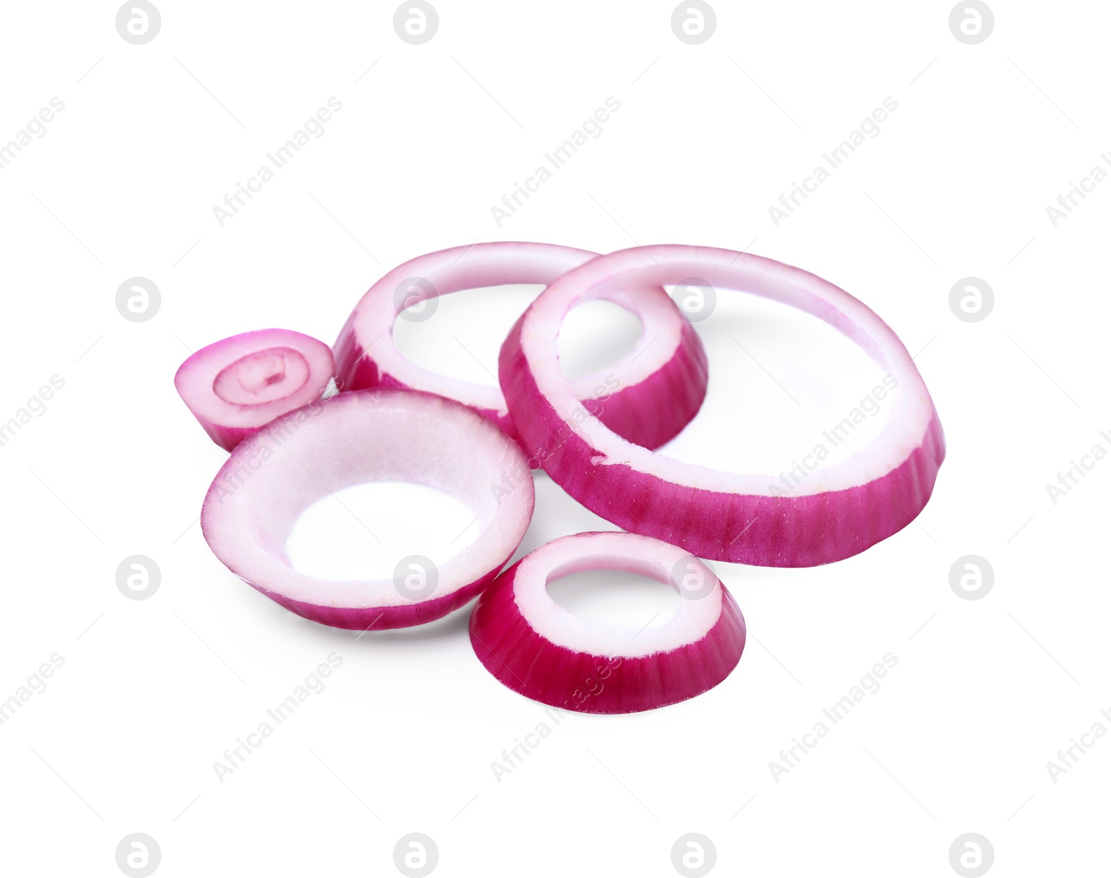 Photo of Fresh rings of red onion isolated on white