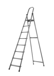 Modern metal stepladder isolated on white. Construction tool