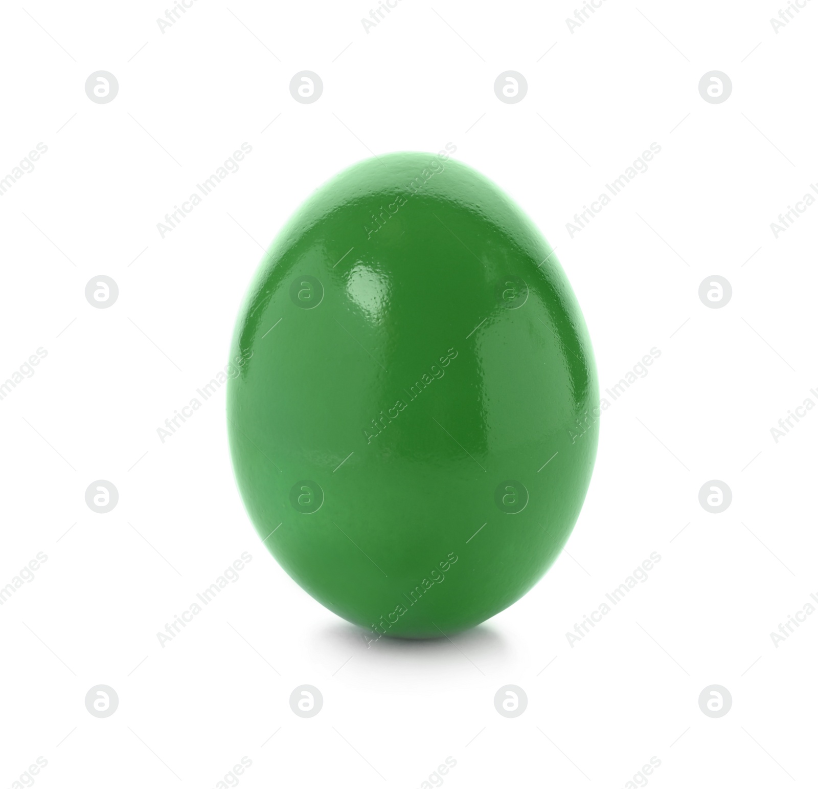 Photo of Dyed Easter egg on white background. Festive tradition