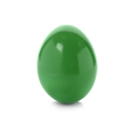 Photo of Dyed Easter egg on white background. Festive tradition