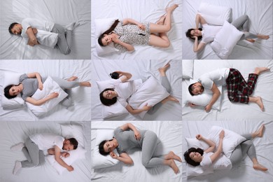 Image of People suffering from insomnia, set of photos. Sleep disorder