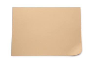 Photo of Sheet of brown paper on white background, top view