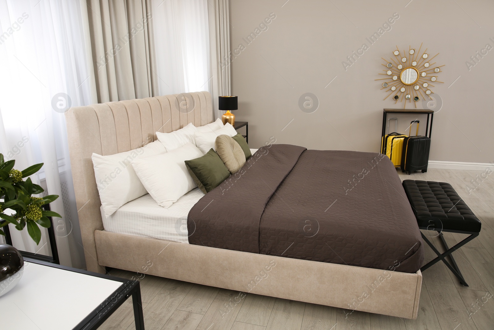 Photo of Beautiful hotel room interior with double bed