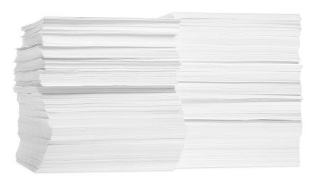 Stacks of paper sheets on white background