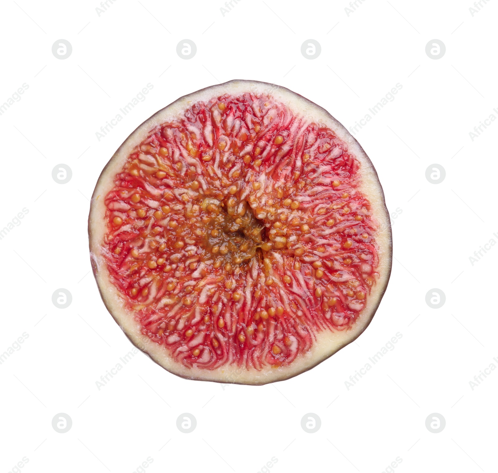 Photo of Half of fresh ripe fig isolated on white