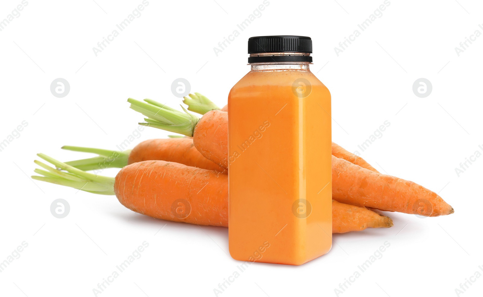 Image of Carrot juice and fresh vegetables on white background, banner design