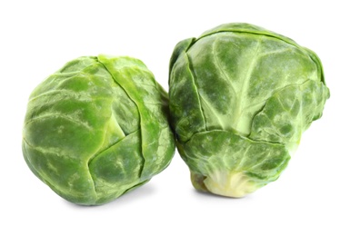 Fresh tasty Brussels sprouts isolated on white