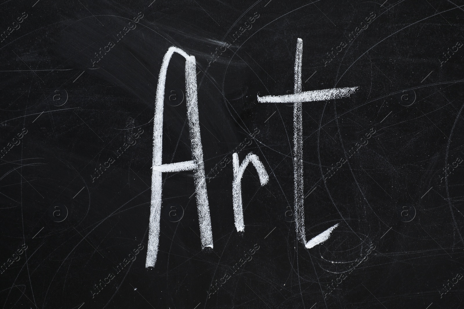 Photo of Word Art written with chalk on blackboard