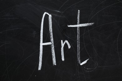 Photo of Word Art written with chalk on blackboard