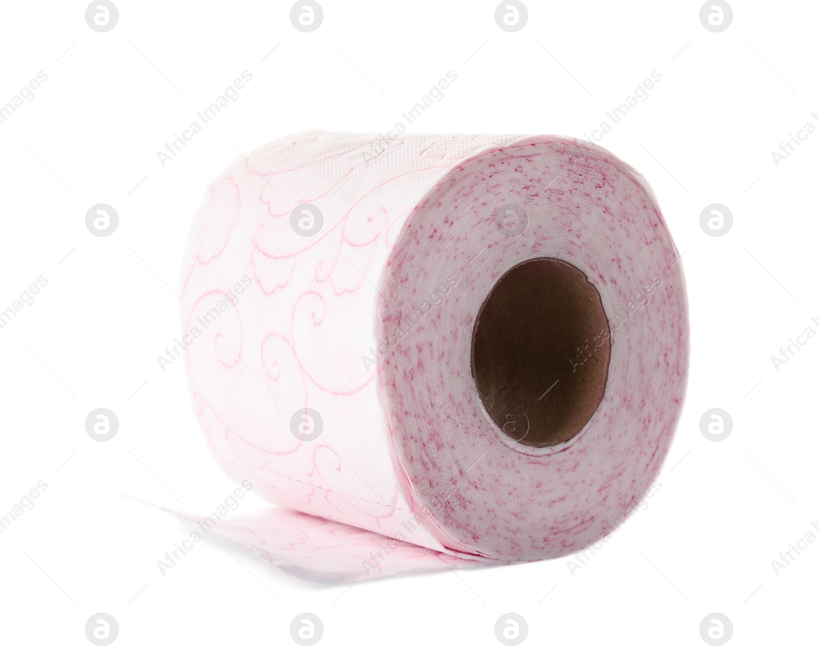 Photo of Color toilet paper roll on white background