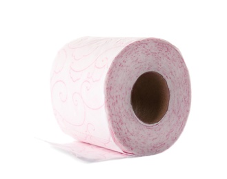 Color toilet paper roll on white background