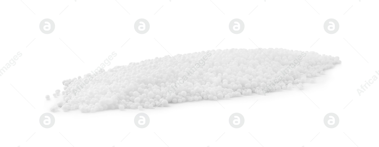 Photo of Pellets of ammonium nitrate on light grey background. Mineral fertilizer