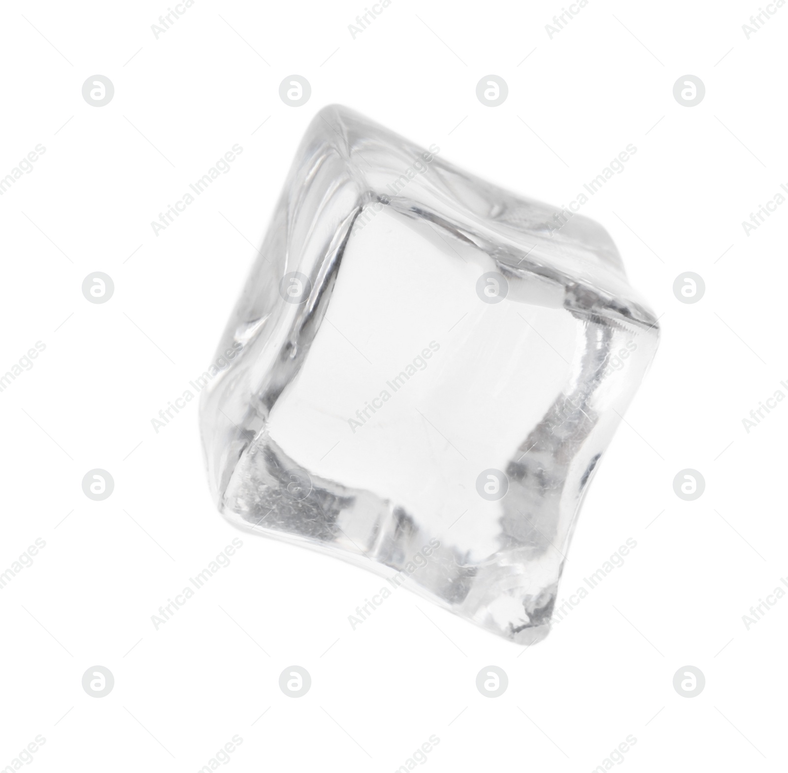 Photo of One crystal clear ice cube isolated on white