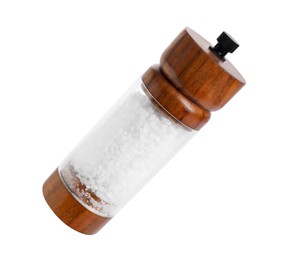 Photo of One shaker with salt isolated on white