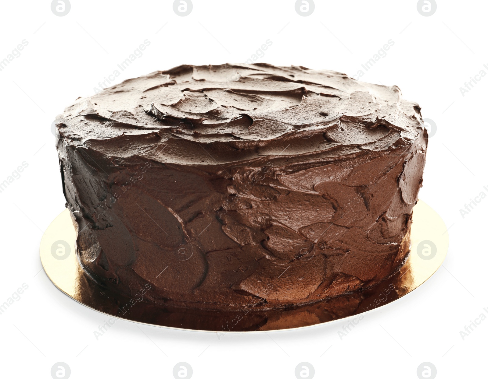 Photo of Tasty homemade chocolate cake on white background