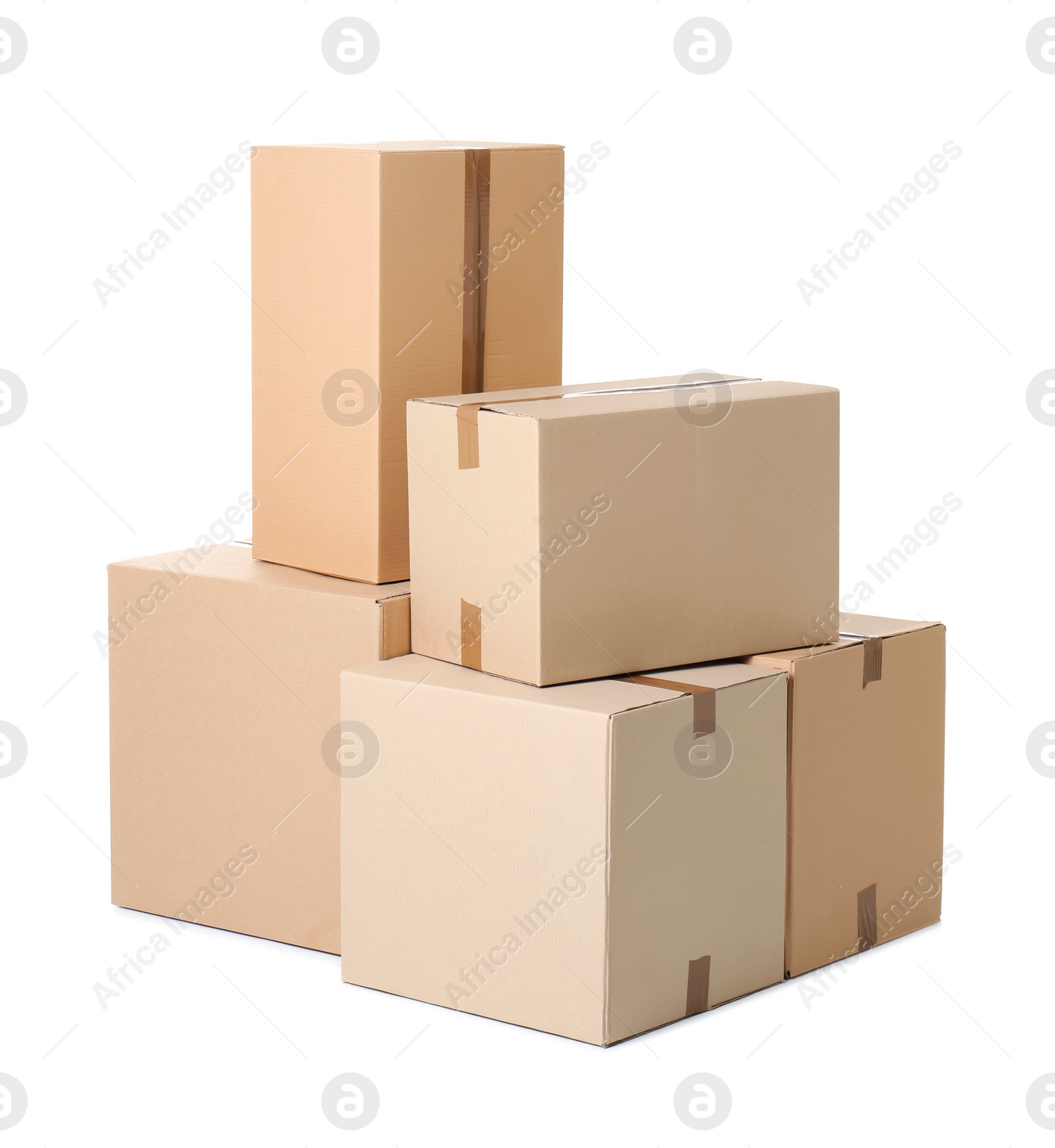 Photo of Cardboard boxes on white background