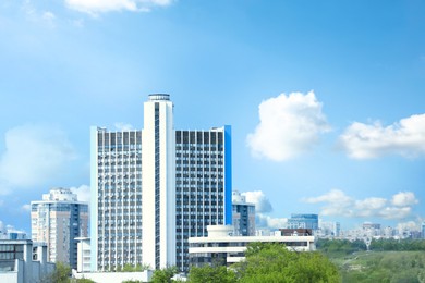 Beautiful cityscape with modern buildings and railroad