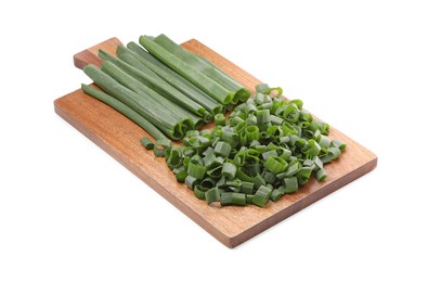 Photo of Chopped fresh green onion isolated on white