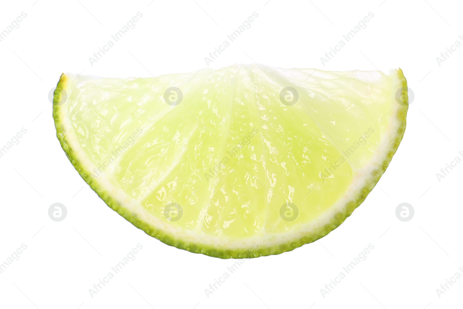 Photo of Citrus fruit. Slice of fresh ripe lime isolated on white