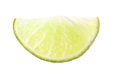 Photo of Citrus fruit. Slice of fresh ripe lime isolated on white