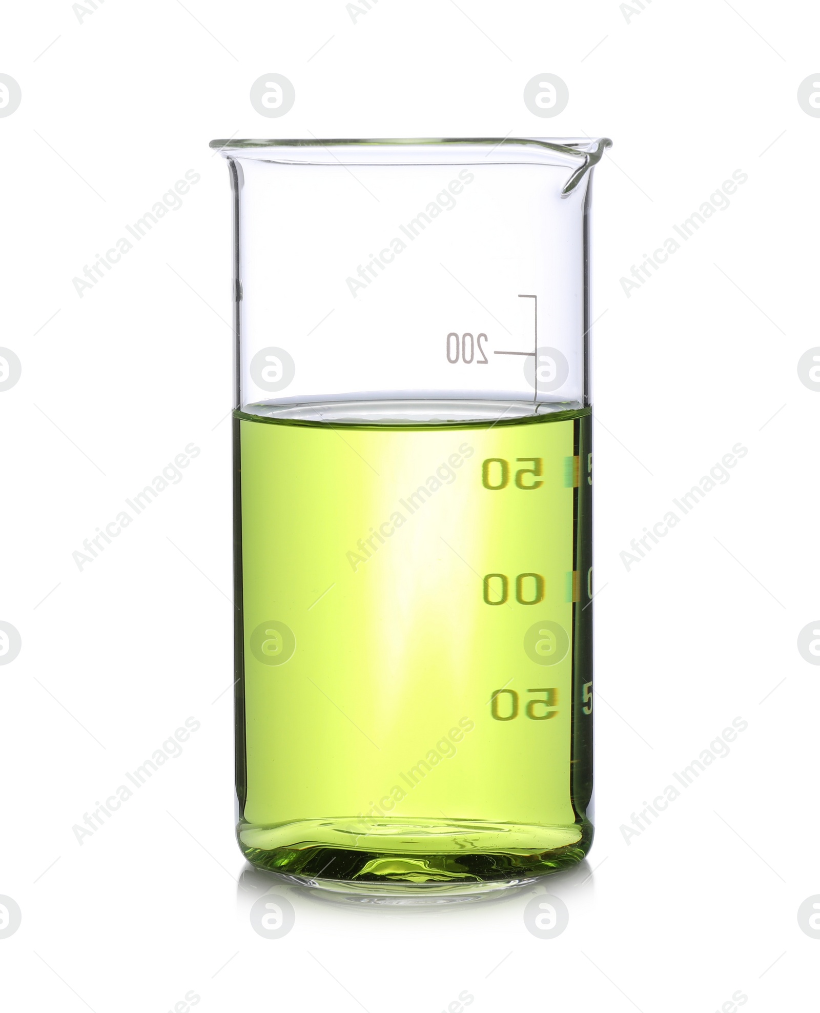 Photo of Beaker with color liquid isolated on white