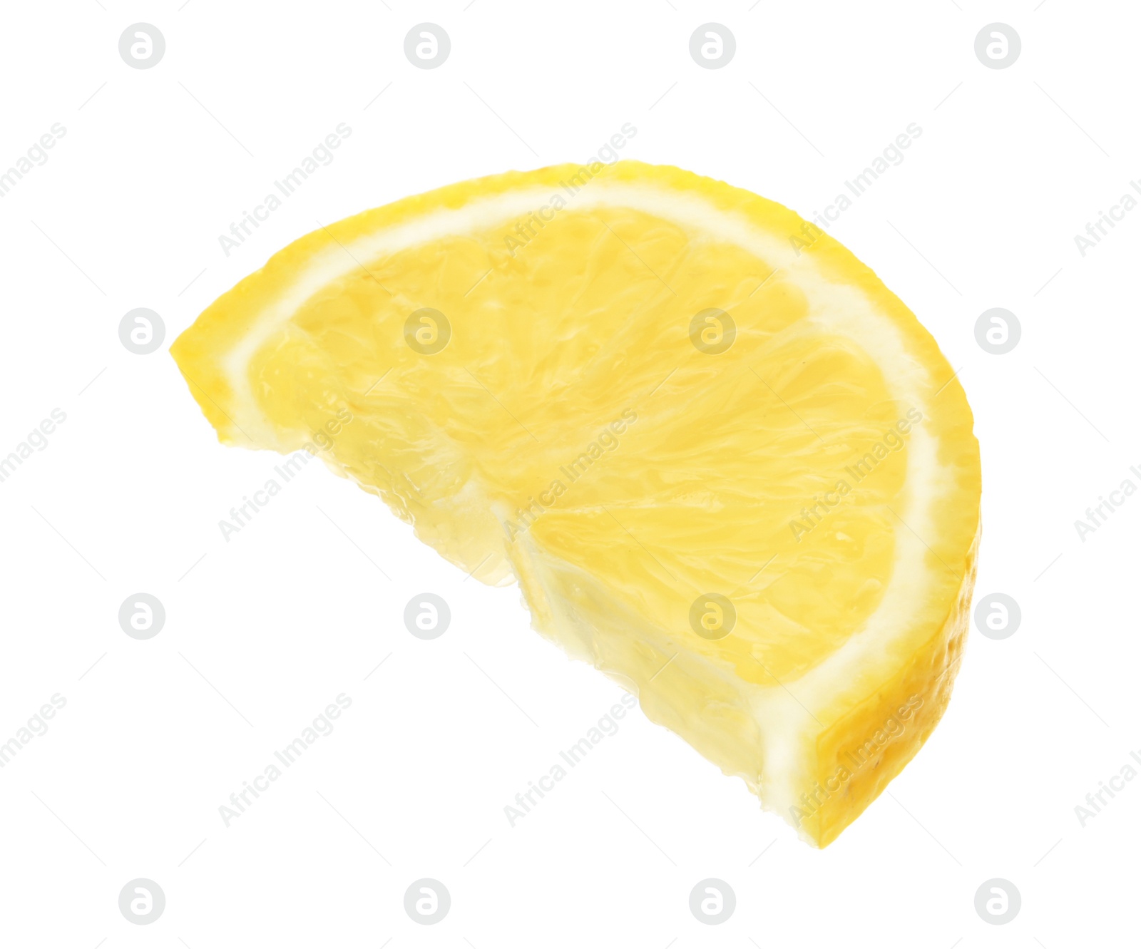 Photo of Slice of fresh lemon on white background