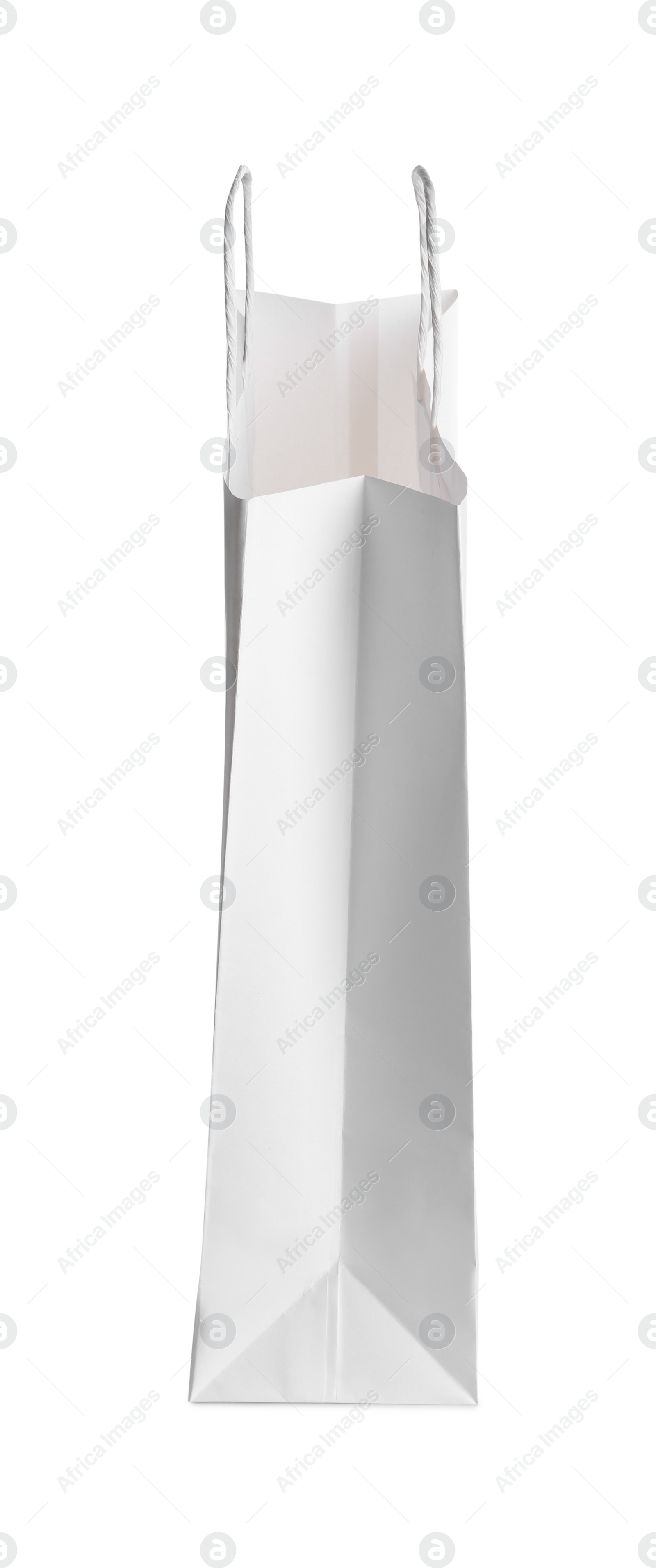 Photo of One paper bag isolated on white. Mockup for design