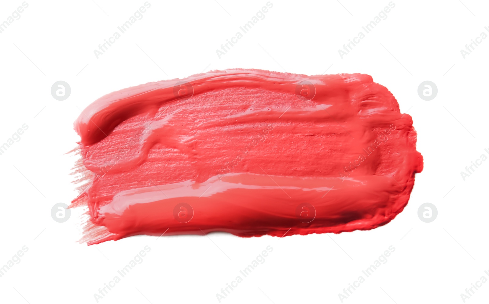 Photo of Sample of red paint on white background, top view