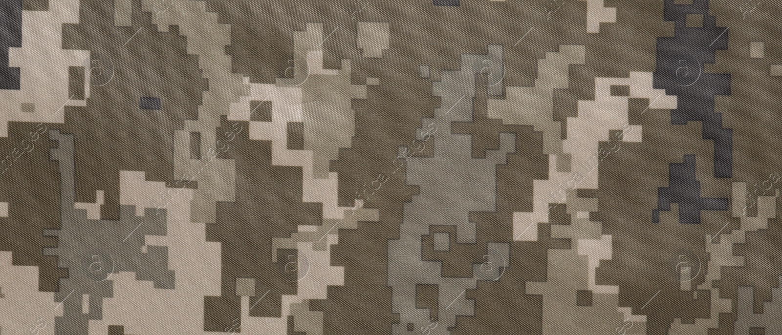 Photo of Texture of camouflage fabric as background, top view