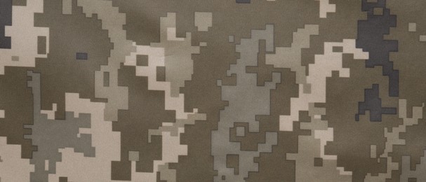 Texture of camouflage fabric as background, top view