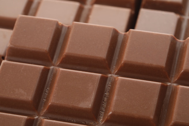 Delicious milk chocolate as background, closeup view