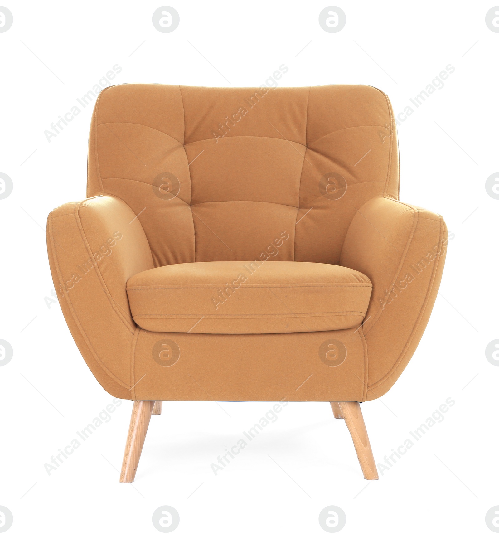 Image of One comfortable orange armchair isolated on white